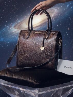 Brahmin Caroline Multi Color Croc Embossed Satchel NWT